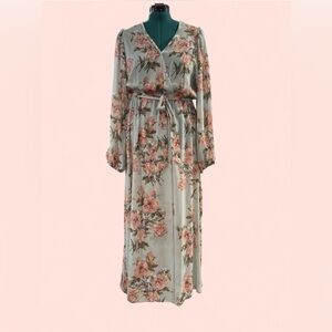 Floral Maxi Dress in Green and Pink